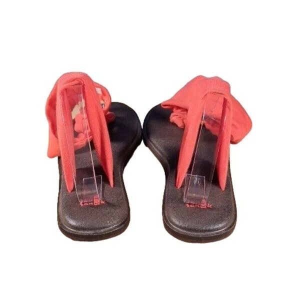 Sanuk Yoga Slingback Sandals Women Sz 8 Red Flat Boho‎ Summer - Picture 4 of 7